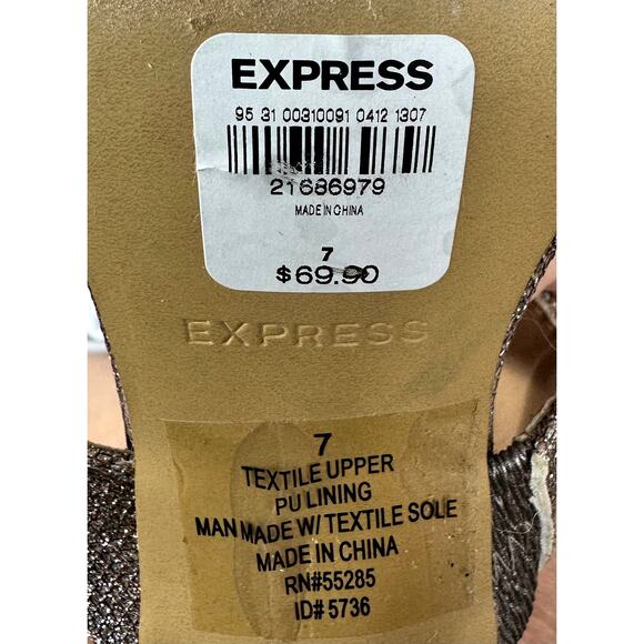 Express Shimmery Slip On Open Toe Pump Bronze/Silver 7 - Picture 10 of 12